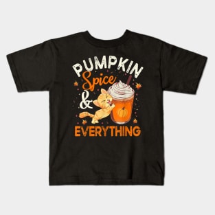 Pumpkin Spice And Everything Cat Lover Halloween Kids T-Shirt